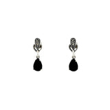 Black Onyx Drop in a Bow Marcasite Necklace Set | Hallmark 925 Silver