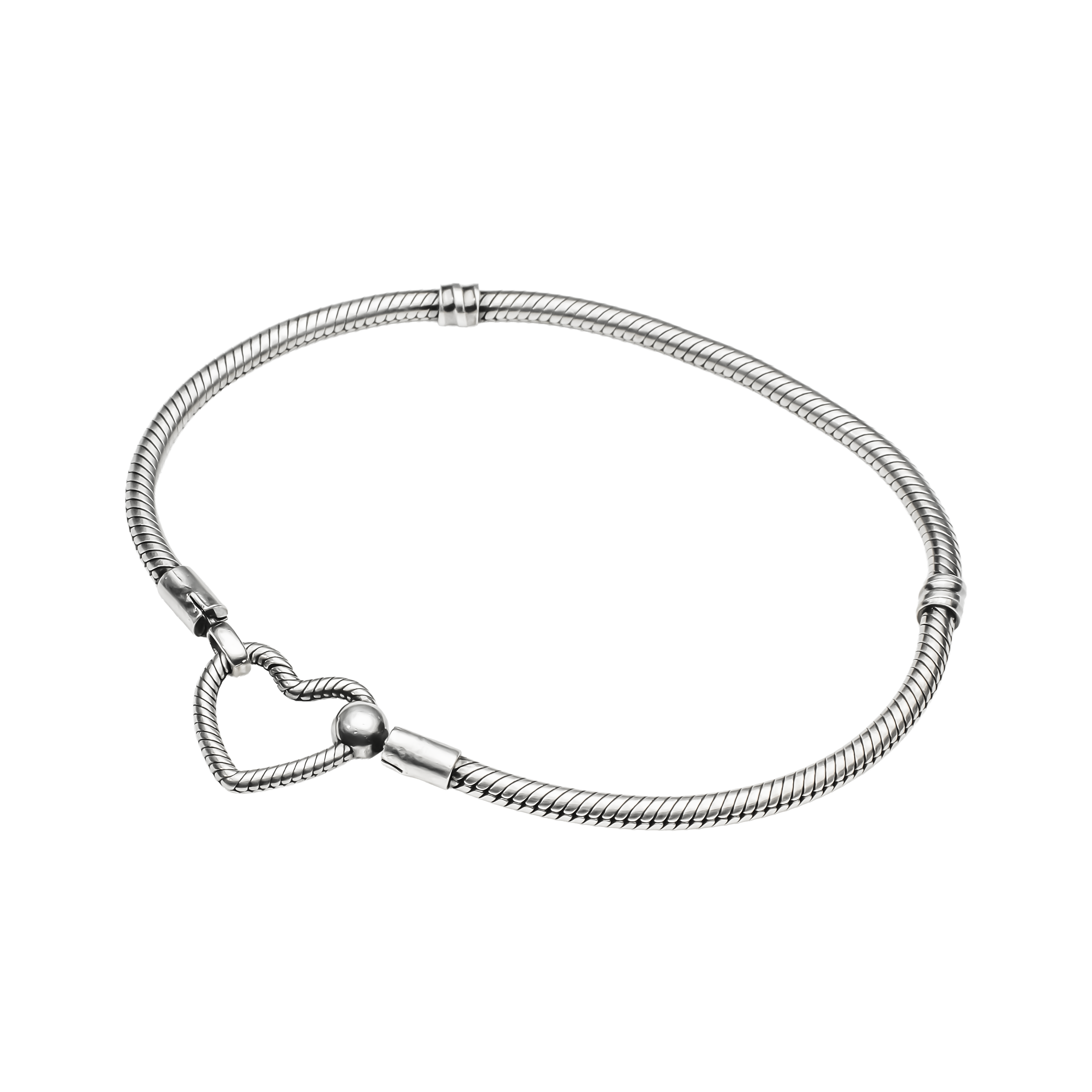 Heart Closure Snake Chain Bracelet | 925 Silver Charm bracelets for Women