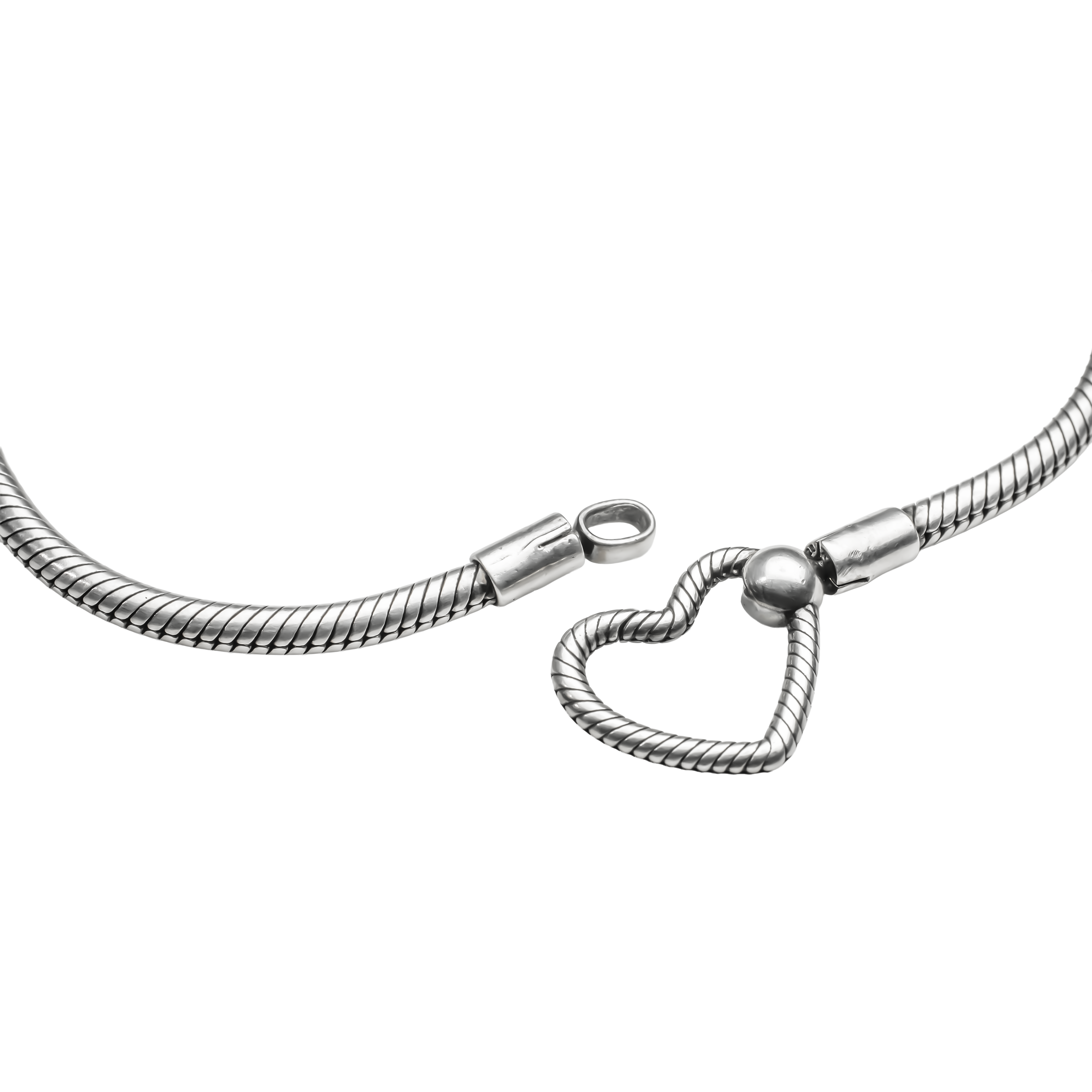 Heart Closure Snake Chain Bracelet | 925 Silver Charm bracelets for Women