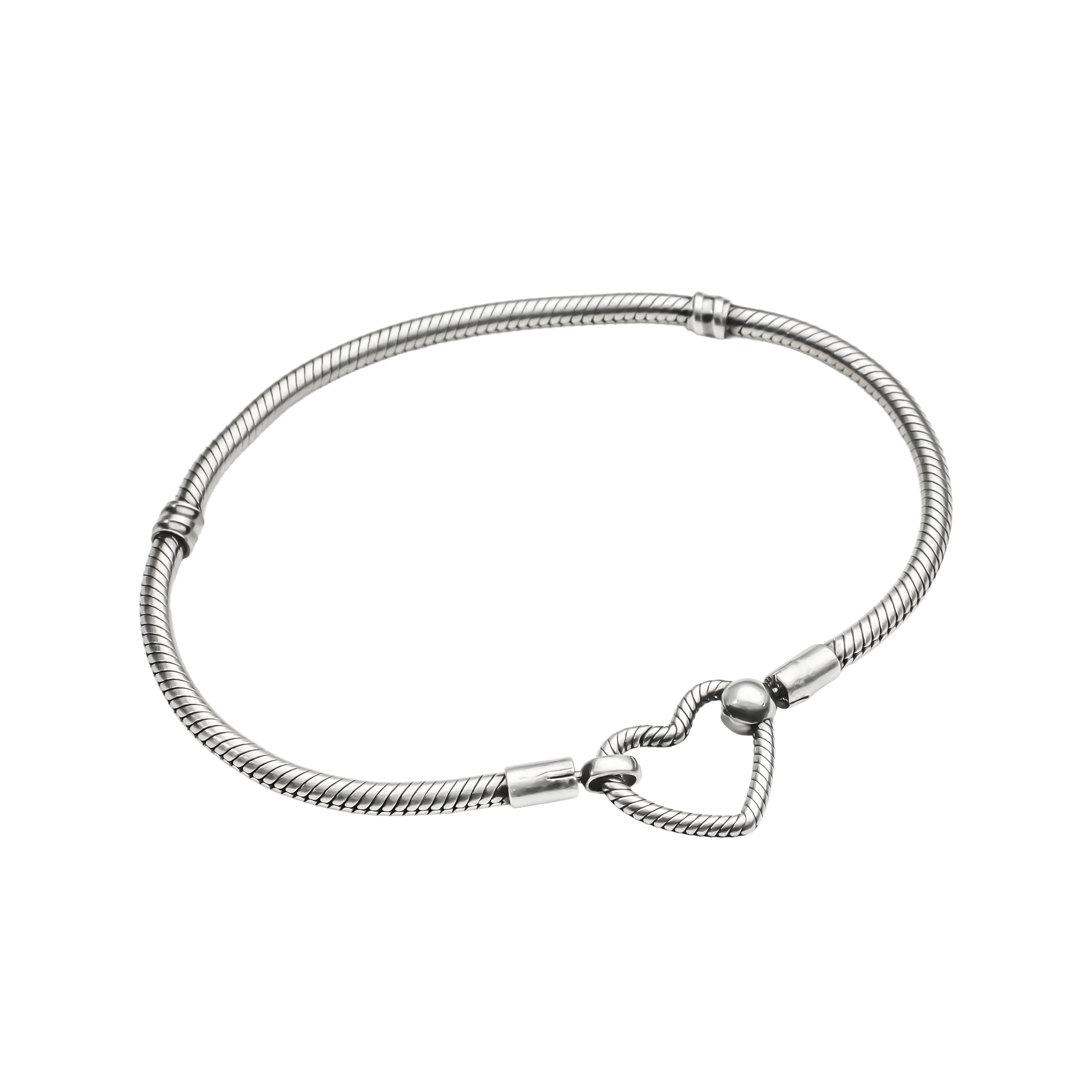 Heart Closure Snake Chain Bracelet | 925 Silver Charm bracelets for Women
