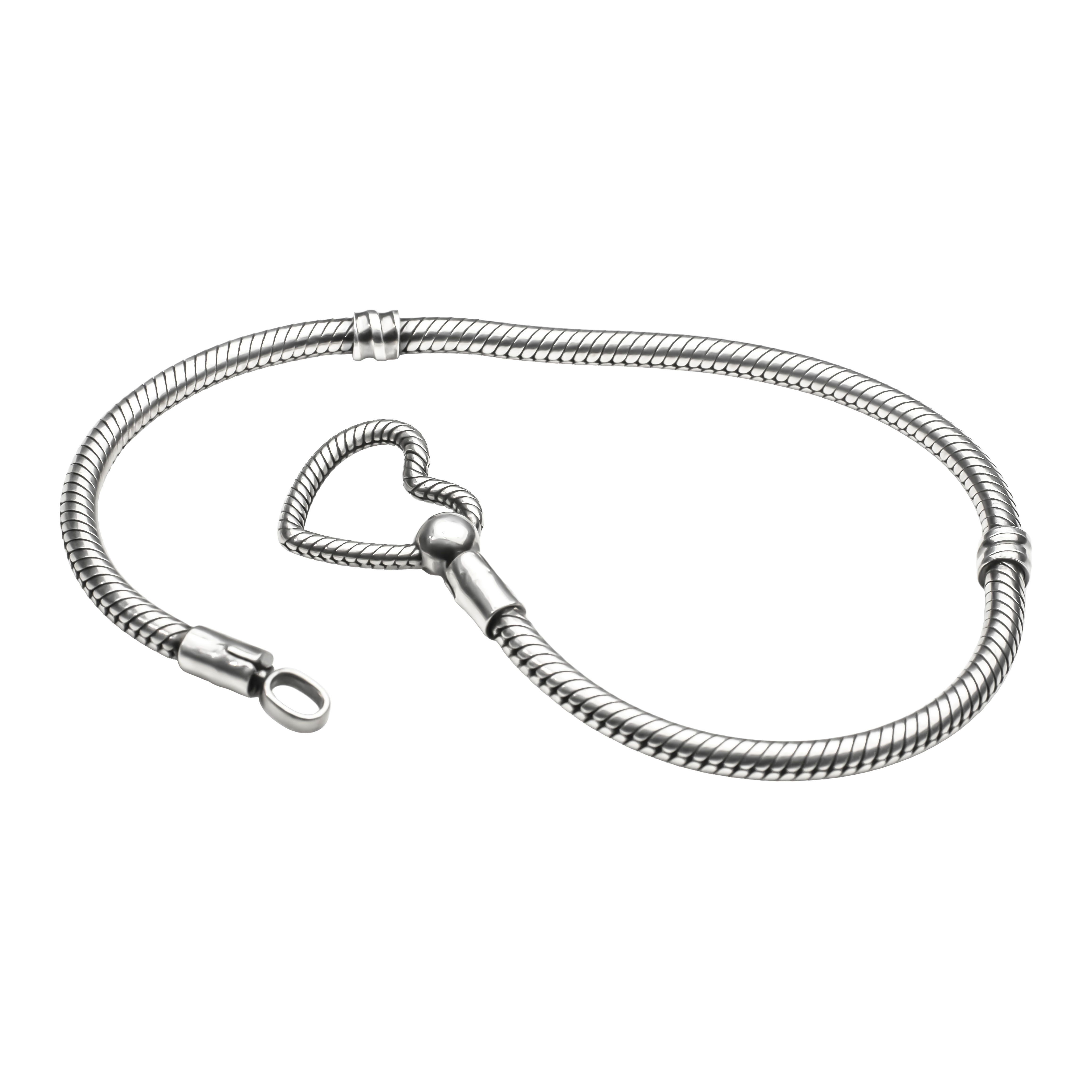 Heart Closure Snake Chain Bracelet | 925 Silver Charm bracelets for Women