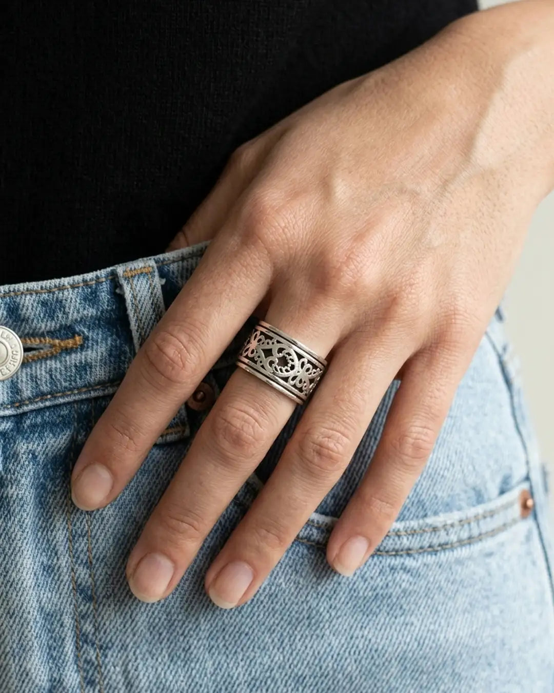 Artistic Scroll Fluid | 925 Silver Ring for Women & Men