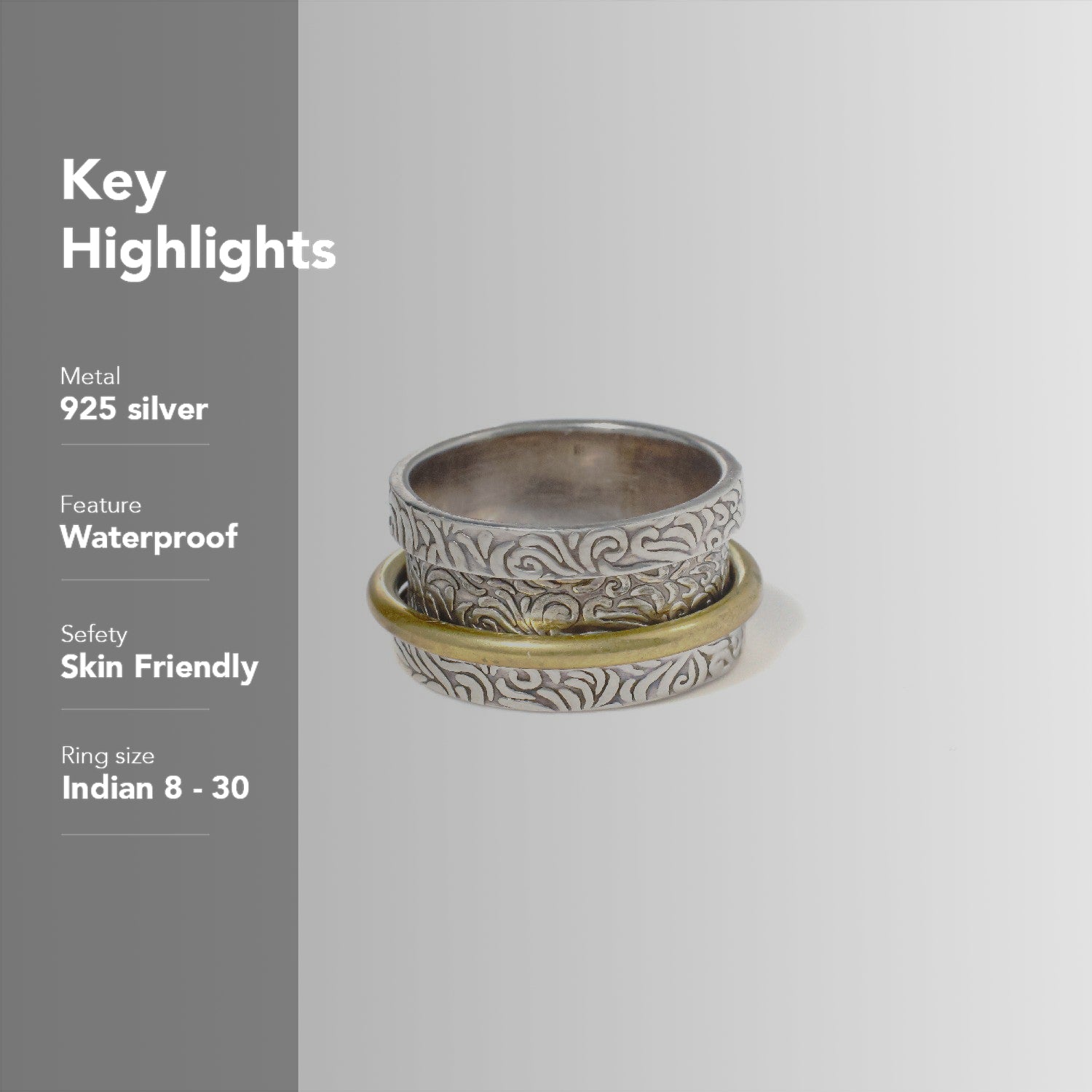 Band Border Fluid | 925 Silver Ring for Women & Men