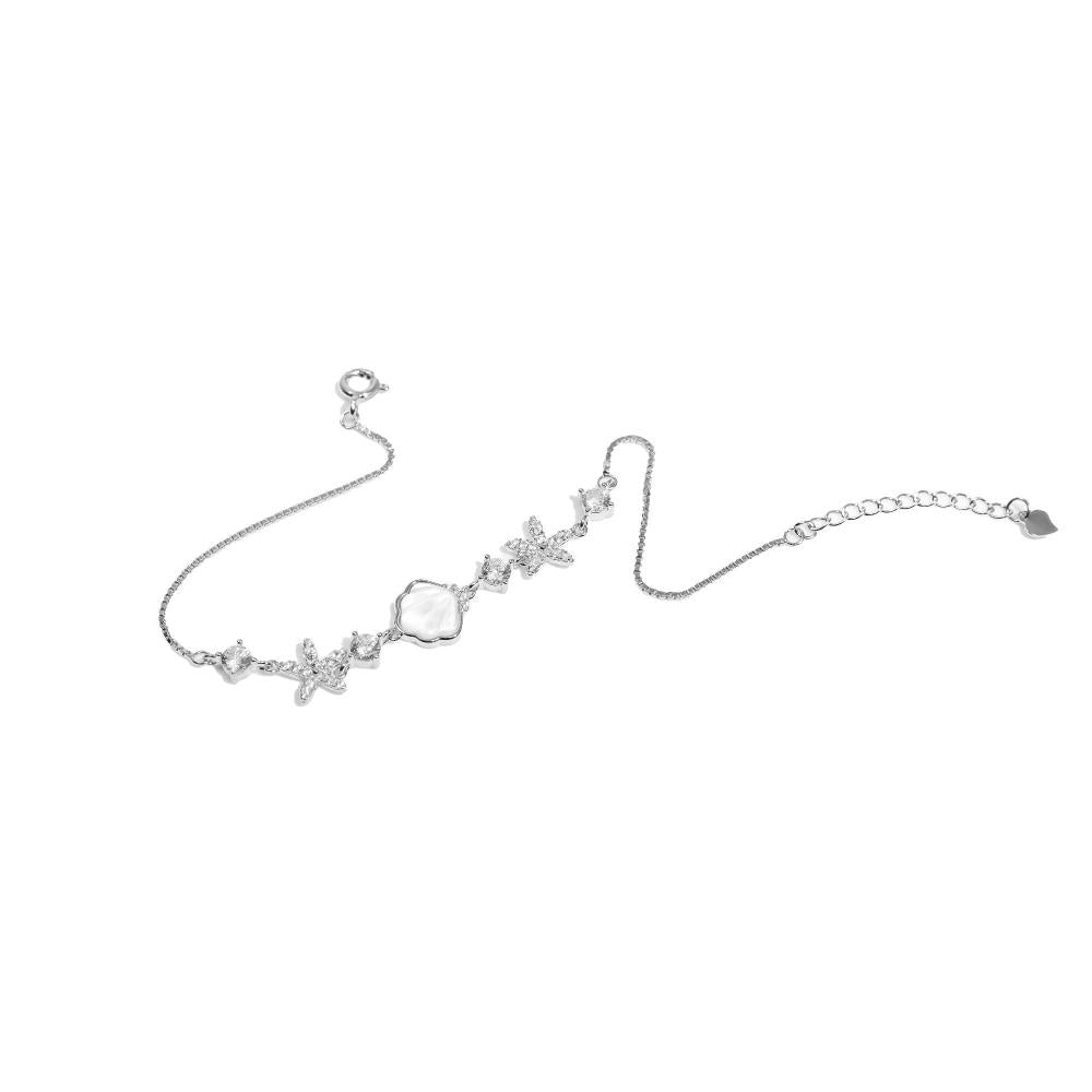 Diamond bracelet , Silver bracelet for woman, Beautiful Silver bracelet, Oprata bracelet, flower bracelet, Nature bracelet, Pearl bracelet