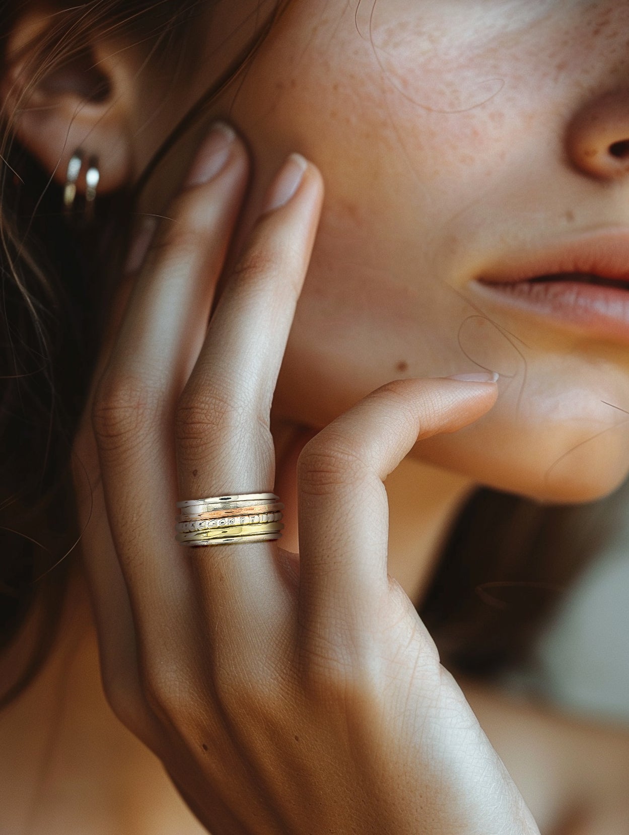 Beaded Pentastripe Fluid Ring | Hallmark 925 Silver