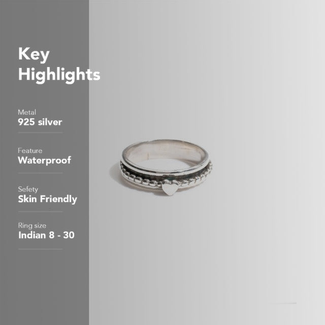 Beaded Heart Fluid | 925 Silver Ring for Women & Men
