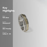 
  Buy Beaded Silver & Gold Fluid | 925 Silver Ring for Women & Men Online In India at Oprata
