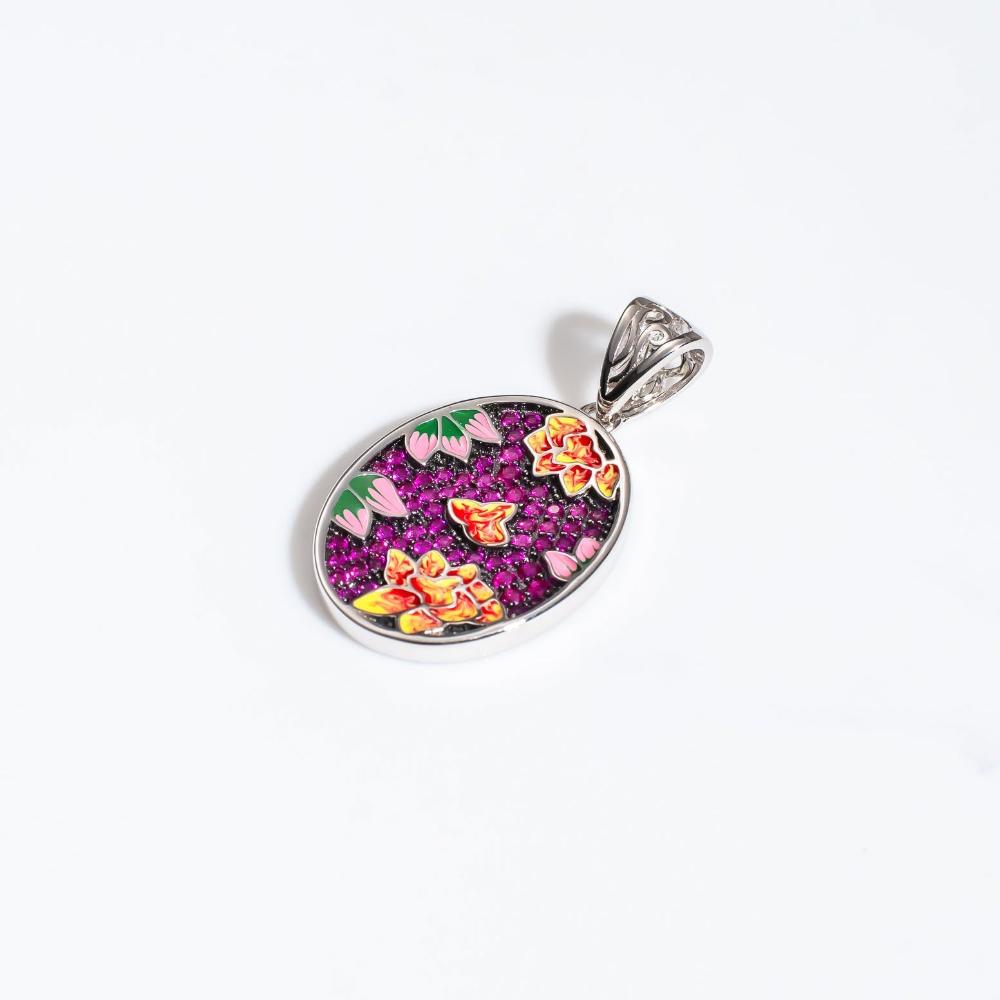 Silver pendant, silver pendant for women, Beautiful Silver pendant, Oprata pendant, colorful pendant, 3d pendant
