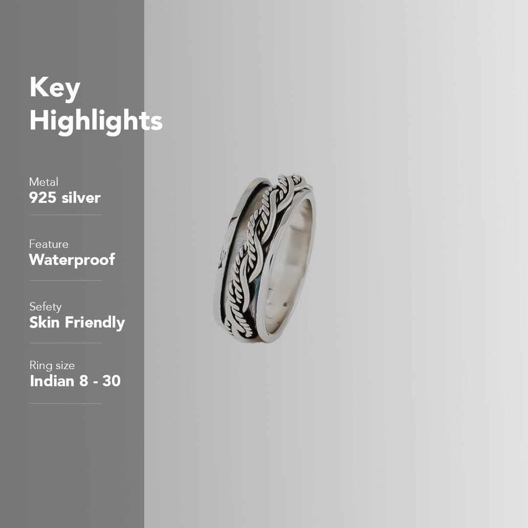 Cascade Braid Fluid | 925 Silver Ring for Women & Men