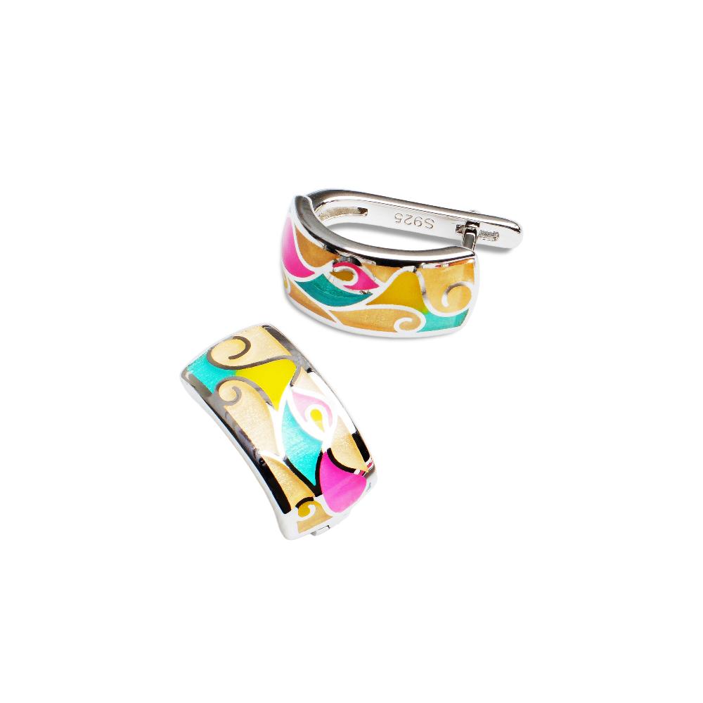 Silver earring, silver earring for women, Beautiful Silver earring, Oprata earrings, colorful hoops, 3d earring