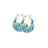 Silver earring, silver earring for women, Beautiful Silver earring, Oprata earrings, colorful hoops, 3d earring