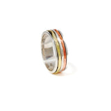 Coloured Pentastripe Fluid | 925 Silver Ring for Women & Men