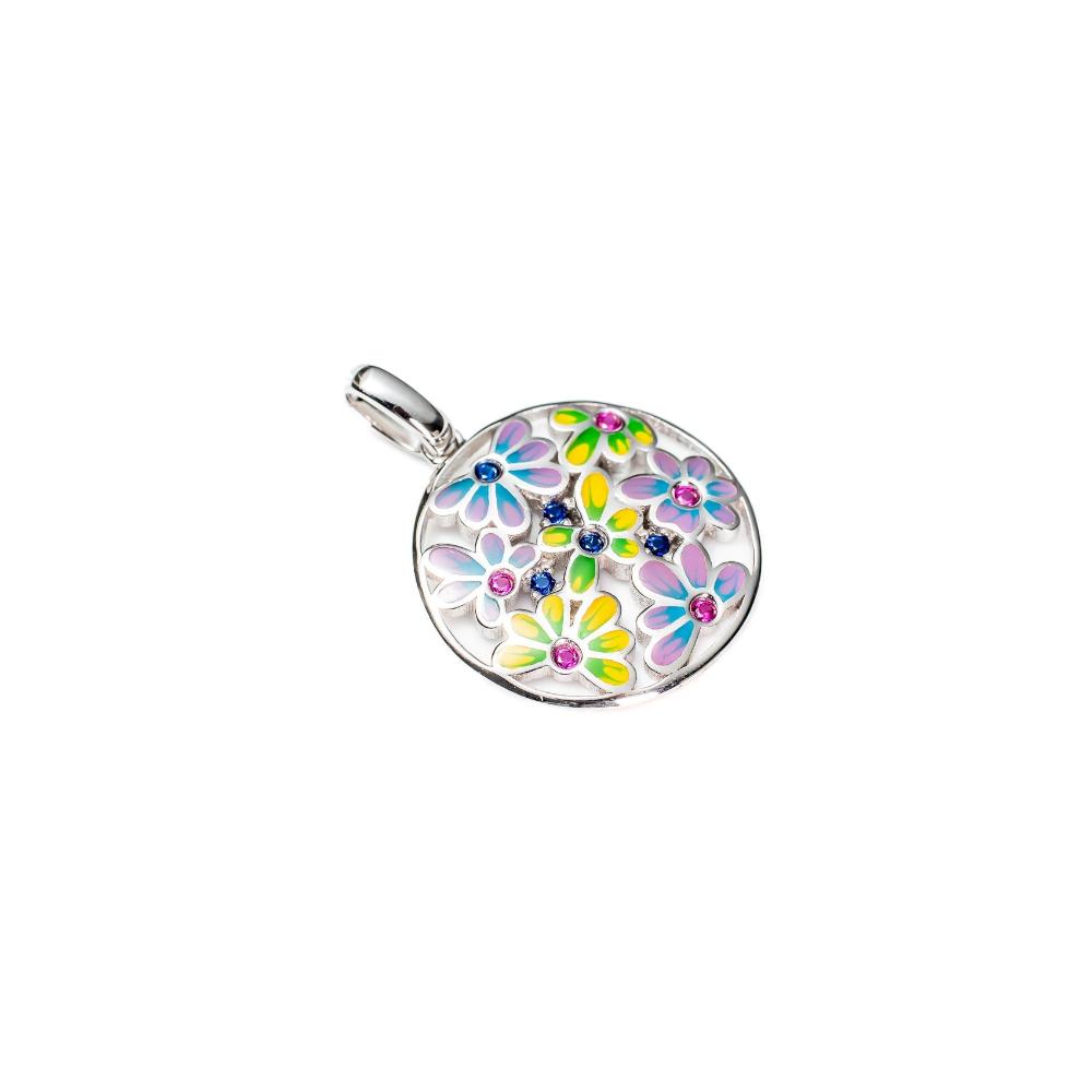 Silver pendant, silver pendant for women, Beautiful Silver pendant, Oprata pendant, colorful pendant, 3d pendant