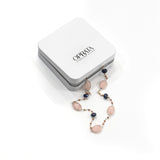 Rose Qz Onyx & Hessonite Gemstone Necklace | 925 Silver for Woman