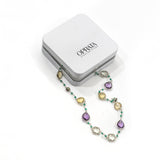 
  Amethyst Lemon Qz & Green Amethyst Gemstone Necklace | 925 Silver for Woman - OPRATA
