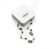 Obsidian Black Onyx & Dendritic Agate Gemstone Necklace | 925 Silver for Woman