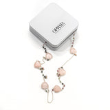 Tourmaline & Rose Quartz Long Gemstone Necklace | 925 Silver for Woman