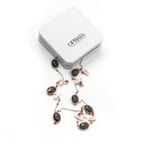 Smokey CZ & Biya Long Gemstone Necklace | 925 Silver for Woman