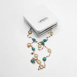 
Lemon Qz & corundum long Gemstone Necklace | 925 Silver for Woman
