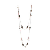 Smokey CZ & Biya Long Gemstone Necklace | 925 Silver for Woman