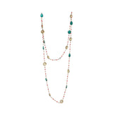 
Lemon Qz & corundum long Gemstone Necklace | 925 Silver for Woman
