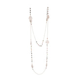 Tourmaline & Rose Quartz Long Gemstone Necklace | 925 Silver for Woman