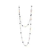 
Rose Qz Onyx & Hessonite long Gemstone Necklace | 925 Silver for Woman
