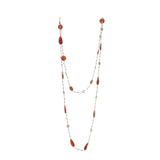 
Red Onyx Cz labradorite long Gemstone Necklace | 925 Silver for Woman
