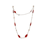 Red Onyx Cz labradorite Gemstone Necklace | 925 Silver for Woman