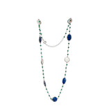 Lapis Malachite MOP Gemstone Necklace | 925 Silver for Woman