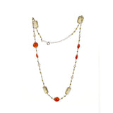 Lemon Qz & Carnelion Gemstone Necklace | 925 Silver for Woman