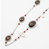 Smokey CZ & Biya Gemstone Necklace | 925 Silver for Woman