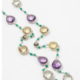 
  Amethyst Lemon Qz & Green Amethyst Gemstone Necklace | 925 Silver for Woman - OPRATA
