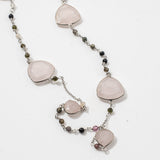 Tourmaline & Rose Quartz Gemstone Necklace | 925 Silver for Woman