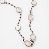 Rose Qz & Garnet Gemstone Necklace | 925 Silver for Woman