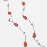 
Red Onyx Cz labradorite long Gemstone Necklace | 925 Silver for Woman
