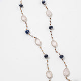
Rose Qz Onyx & Hessonite long Gemstone Necklace | 925 Silver for Woman
