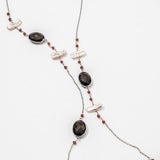 Smokey CZ & Biya Long Gemstone Necklace | 925 Silver for Woman
