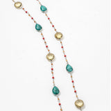 
Lemon Qz & corundum long Gemstone Necklace | 925 Silver for Woman
