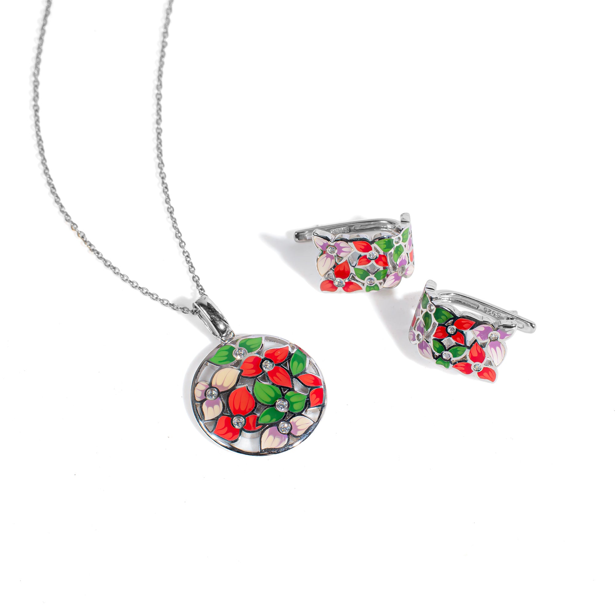 Apolline | 925 Silver Earrings and Pendant set for Women