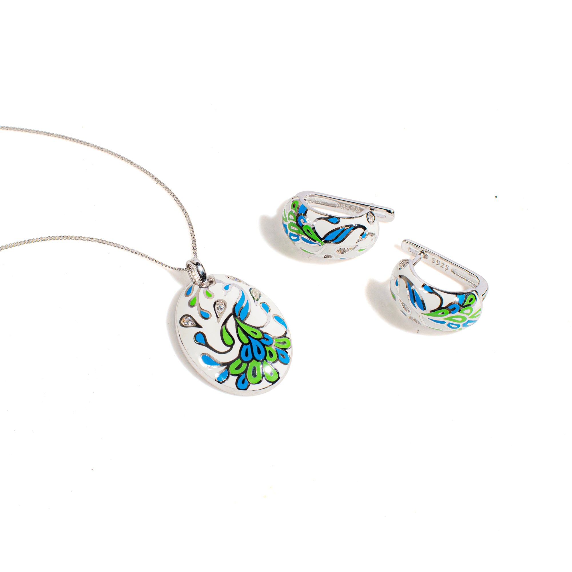 Agostina | 925 Silver Earrings and Pendant set for Women