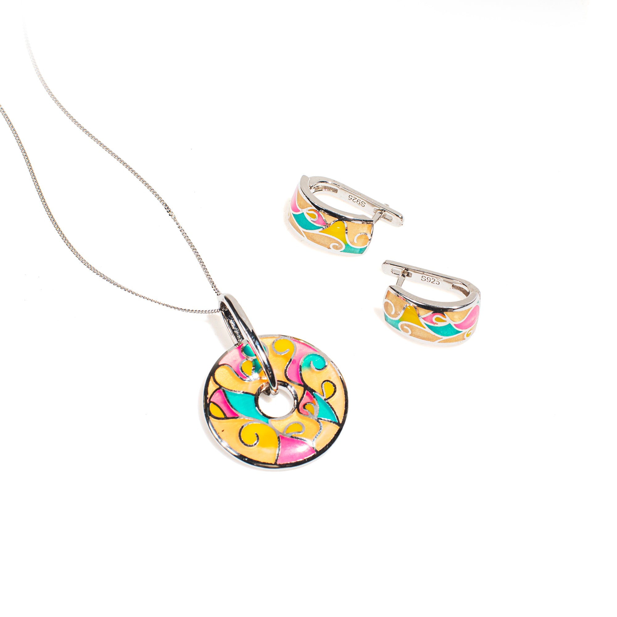 Cecile | 925 Silver Earrings and Pendant set for Women