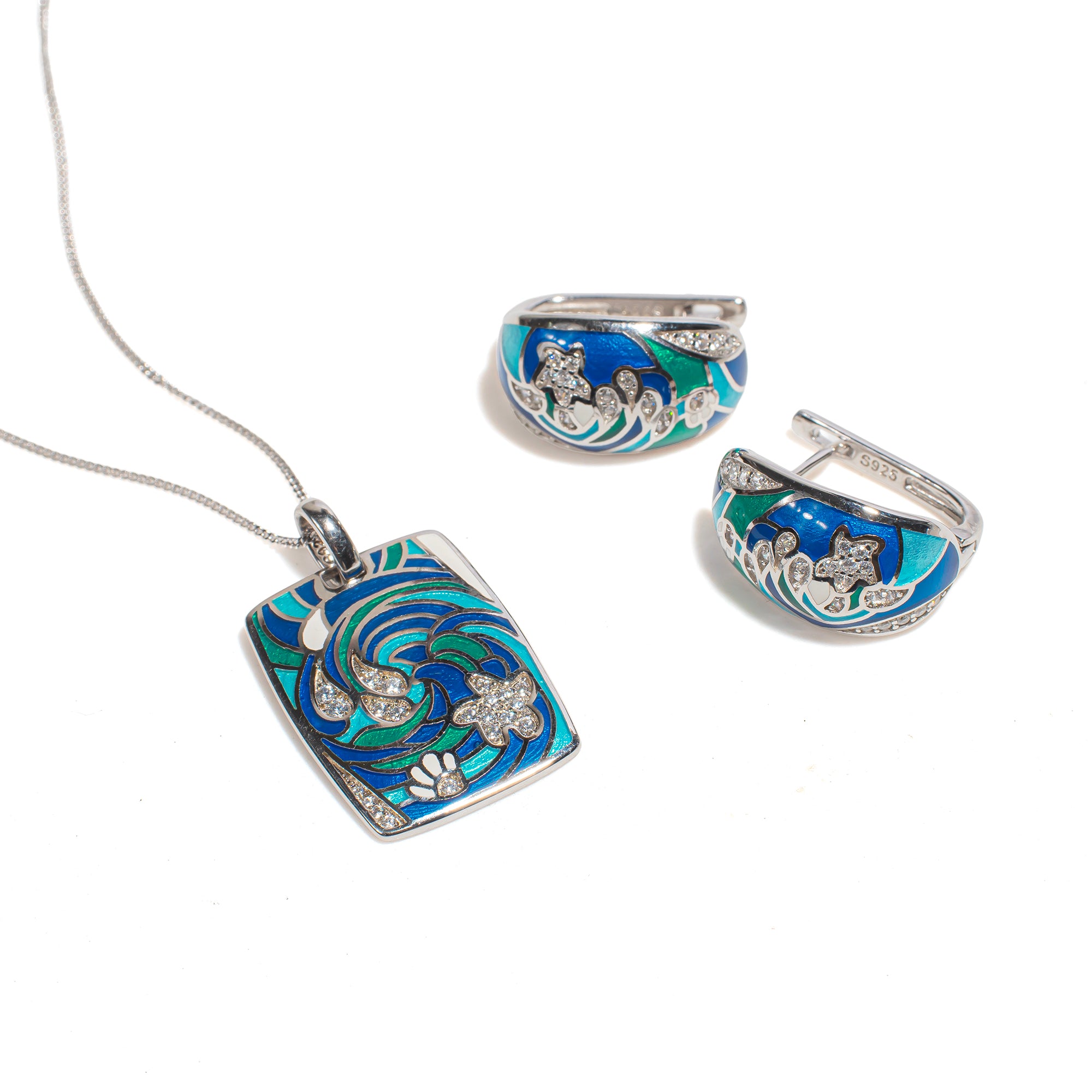 Maribel | 925 Silver Earrings and Pendant set for Women