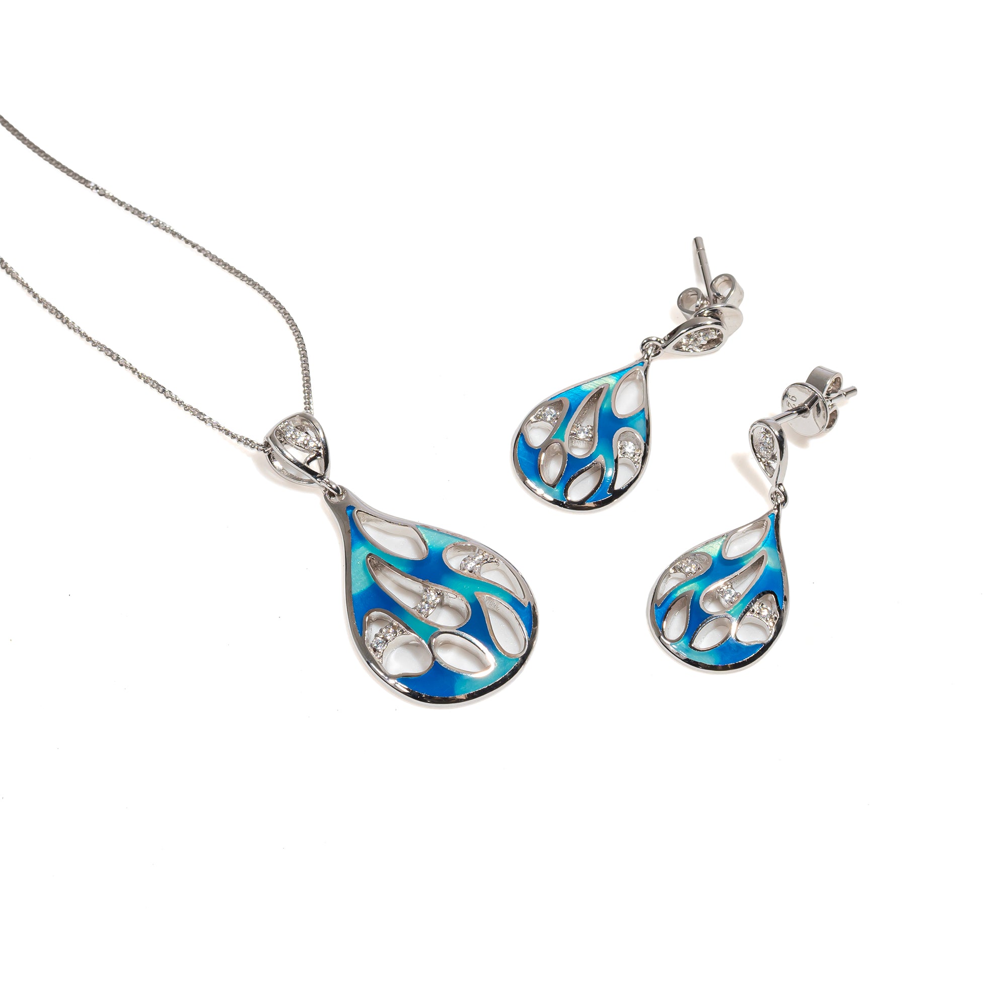 Mallory | 925 Silver Earrings and Pendant set for Women