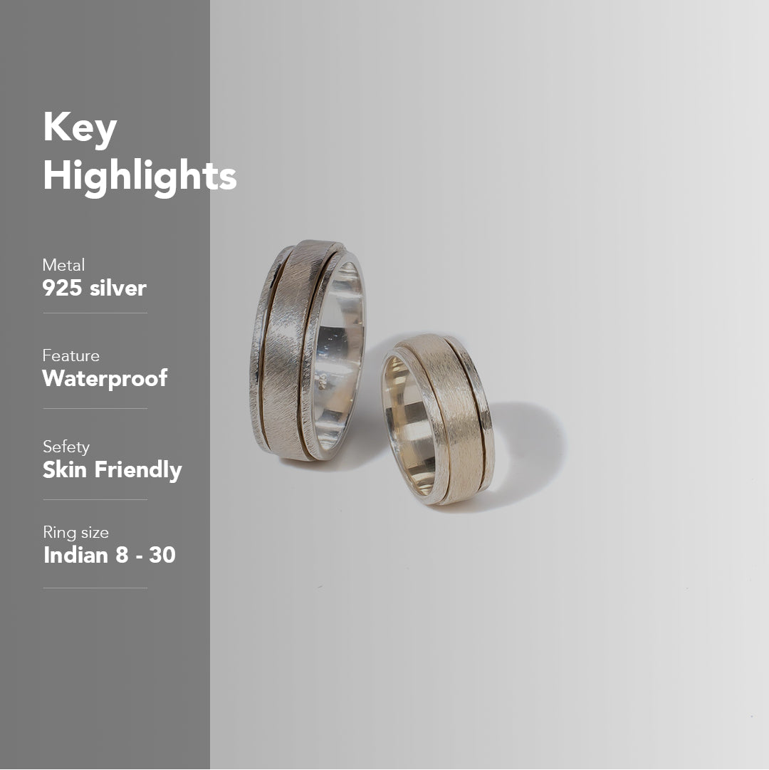 Brushed Fluid | 925 Silver Couple Ring