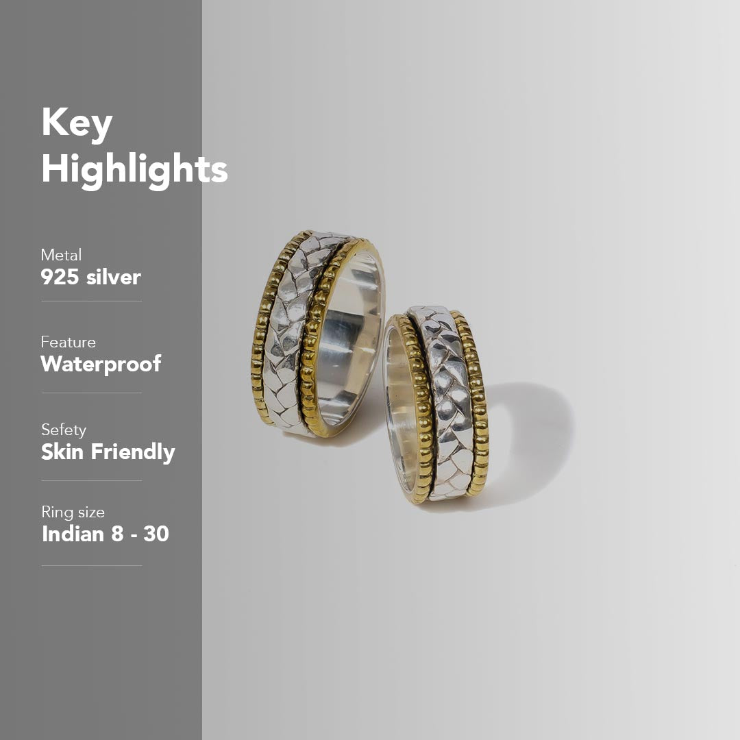 Beaded Braid Fluid | 925 Silver Couple Ring