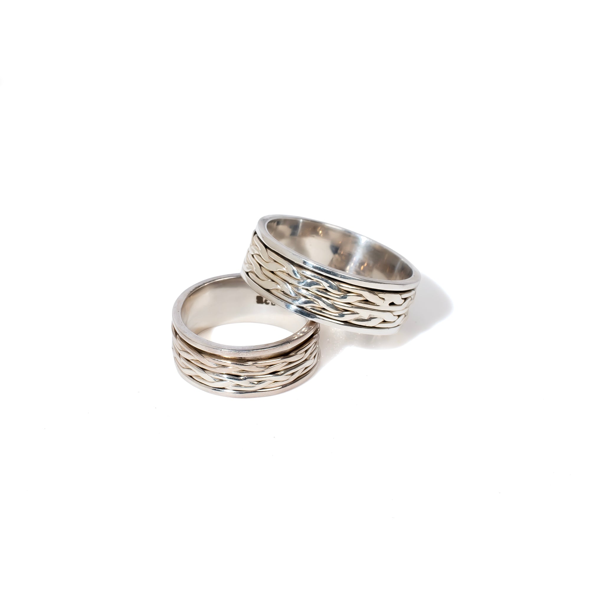 Double Flat Braid Fluid | 925 Silver Couple Ring