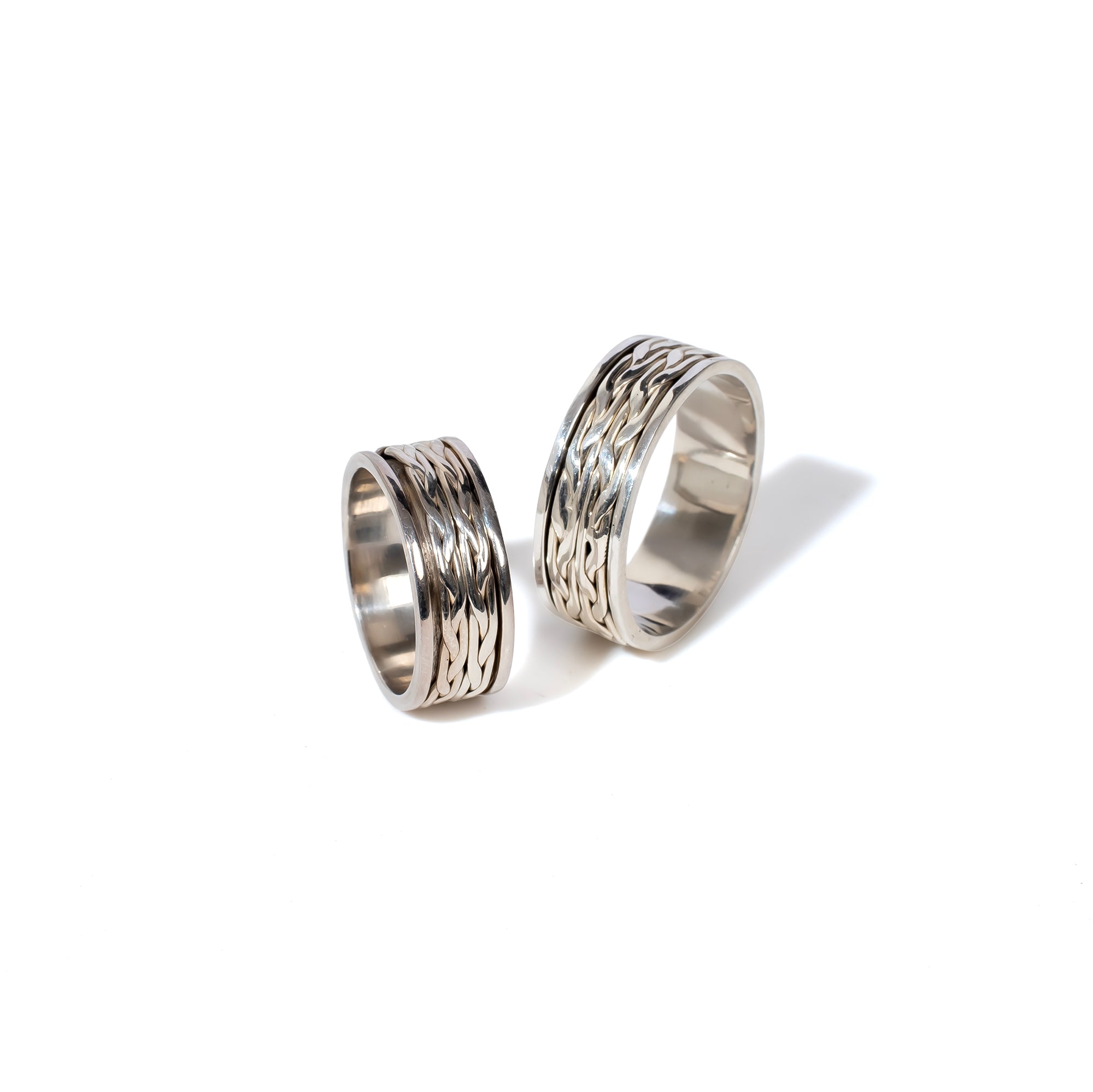 Double Flat Braid Fluid | 925 Silver Couple Ring