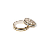 Twisted Gold Border Fluid | 925 Silver Couple Ring