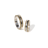 Twisted Gold Border Fluid | 925 Silver Couple Ring